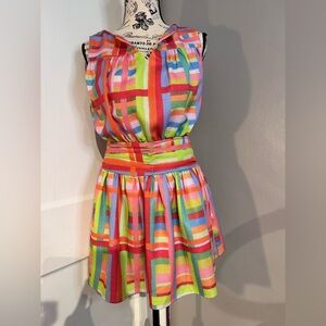 Brown Bowen & Company Wells Dress in Rainbow Row Print Girl’s Youth Size 14